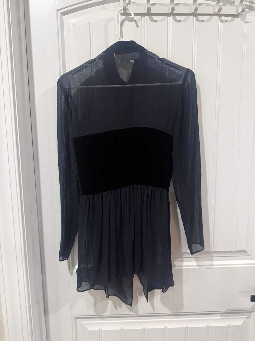 Vintage Platinum Sheer Velvet Babydoll Top Whimsigoth Dark Academia Y2K Petite - Picture 3 of 12